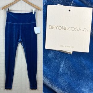 Beyond Yoga Velvet Leggings Blue Gem High Waist NWT